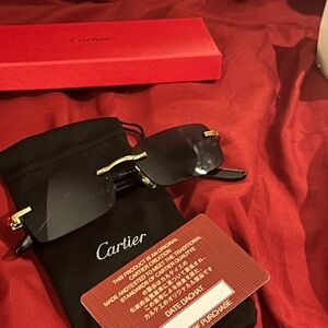 Cartier Elegant Black and Gold Eyewear